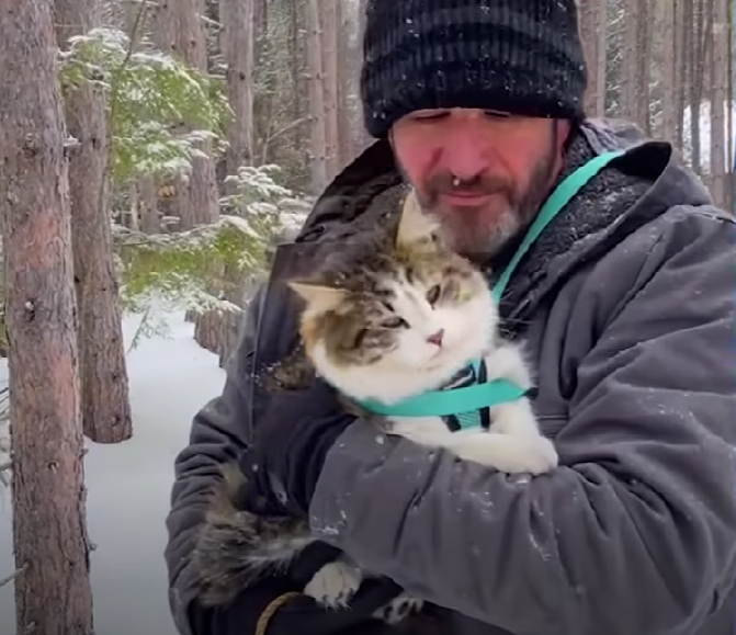 This Dad Takes his Cat Everywhere! Cat Rides on a Sled, Rides in a Stroller & MORE!