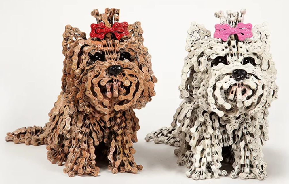 Dog Sculptures Made of Recycled Metals